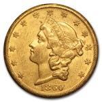 1860-S $20 Liberty Gold Double Eagle AU Details (Cleaned)