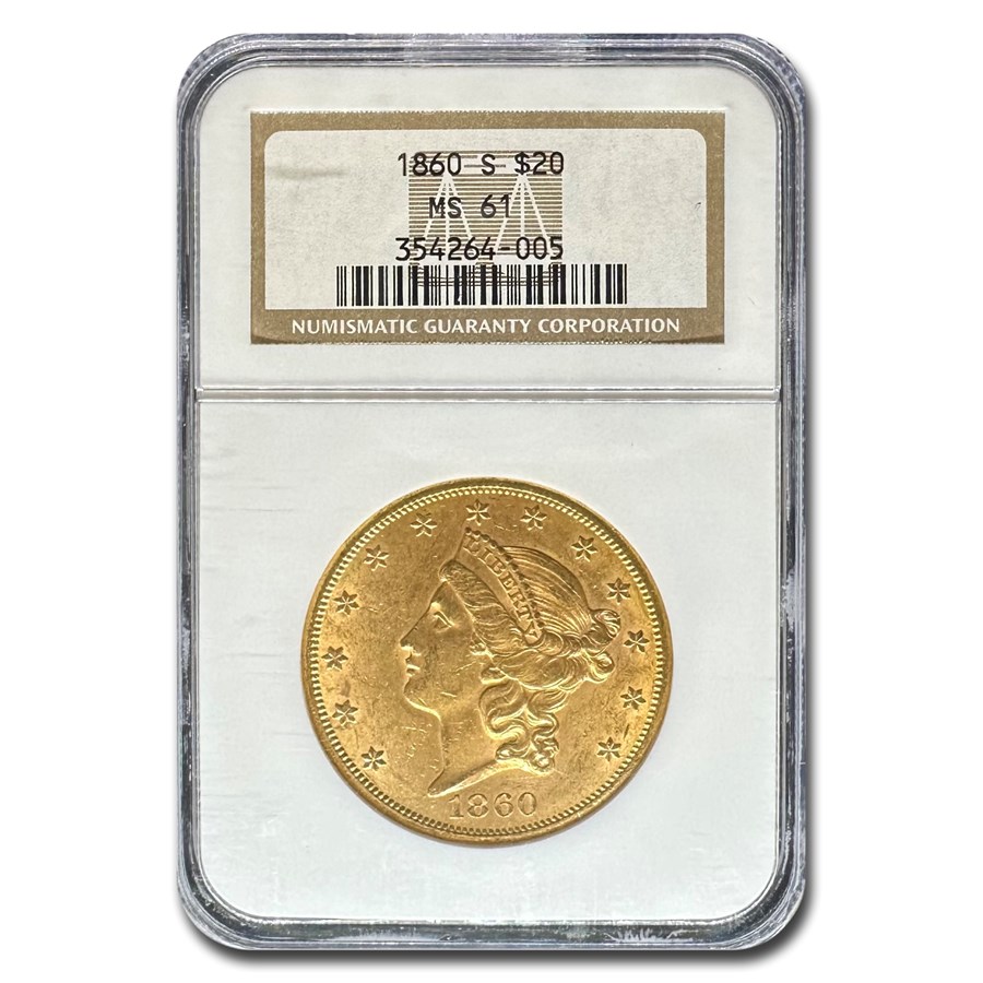 Buy 1860-S $20 Liberty Gold Double Eagle MS-61 NGC | APMEX