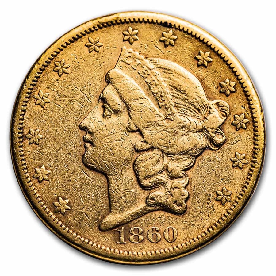 1860-S $20 Liberty Gold Double Eagle VF