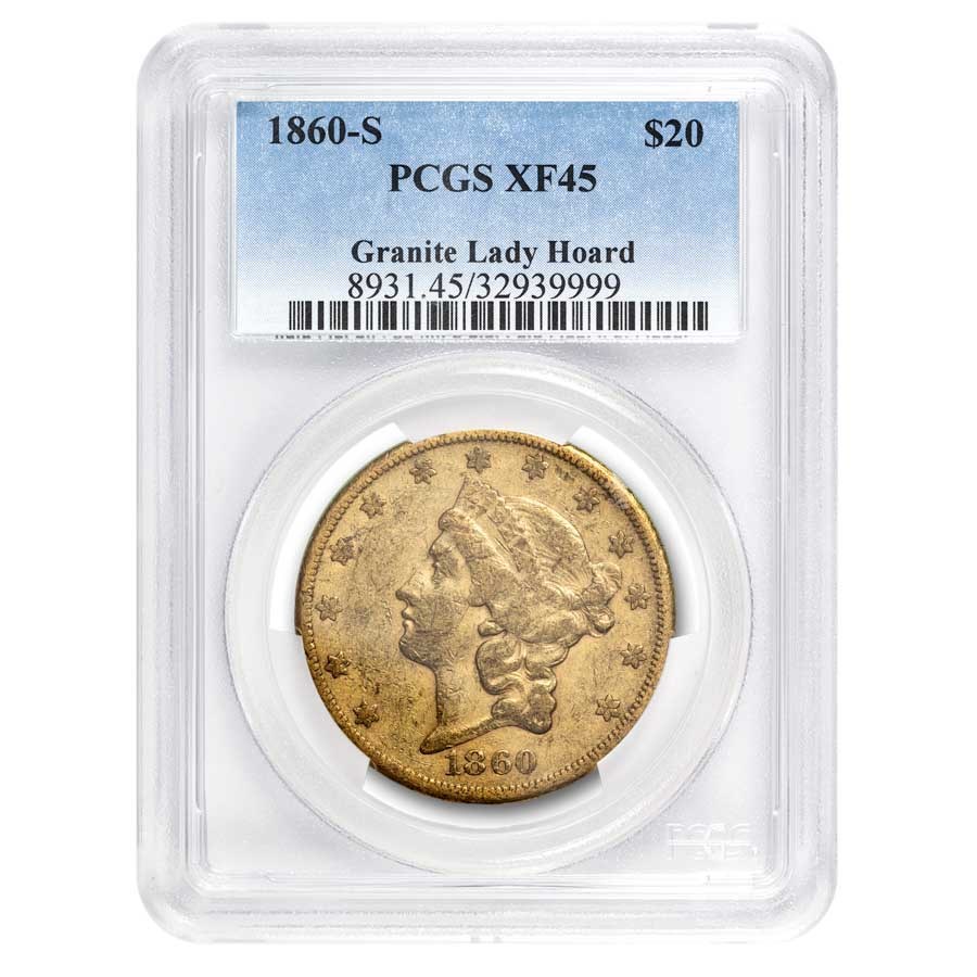 1860-S $20 Liberty Gold Double Eagle XF-45 PCGS