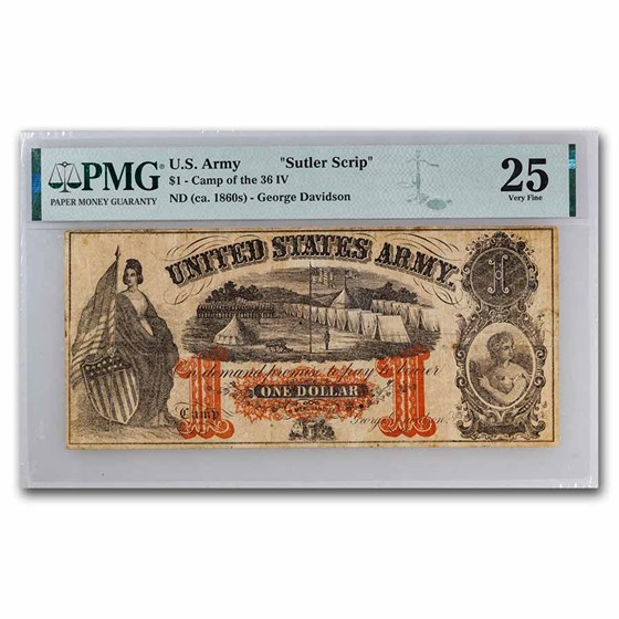 Buy 1860s $1 U.S. Army Sutler Scrip - George Davidson | APMEX