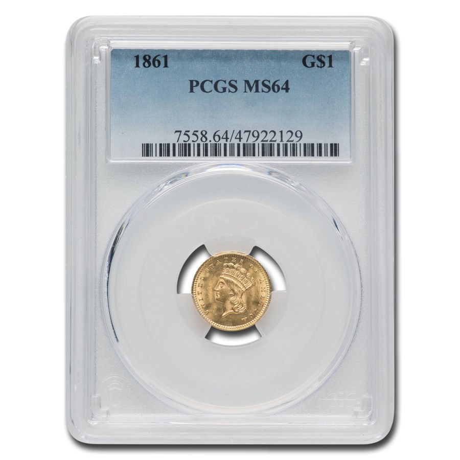 Buy 1861 $1 Indian Head Gold MS-64 PCGS | APMEX