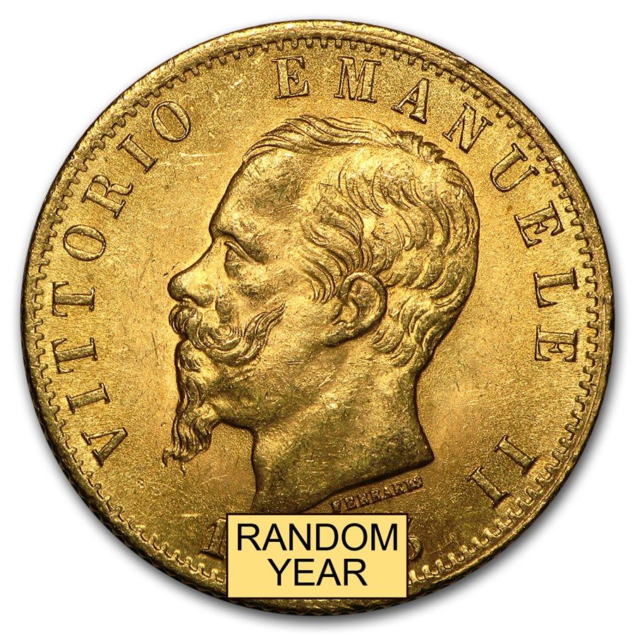 1861-1878 Italy Gold 20 Lire Vittorio Emanuele II BU