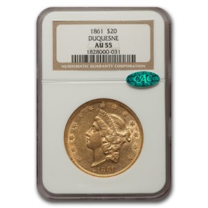 Buy 1861 $20 Liberty Gold Double Eagle AU-55 NGC CAC | APMEX