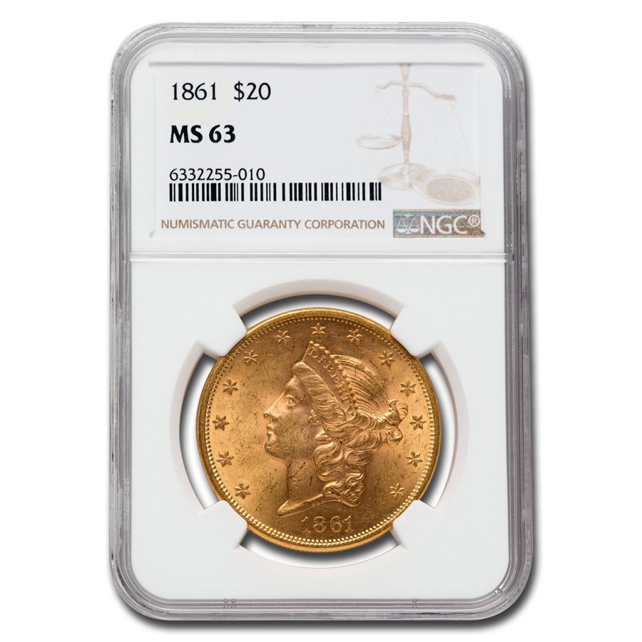 Buy 1861 $20 Liberty Gold Double Eagle MS-63 NGC | APMEX