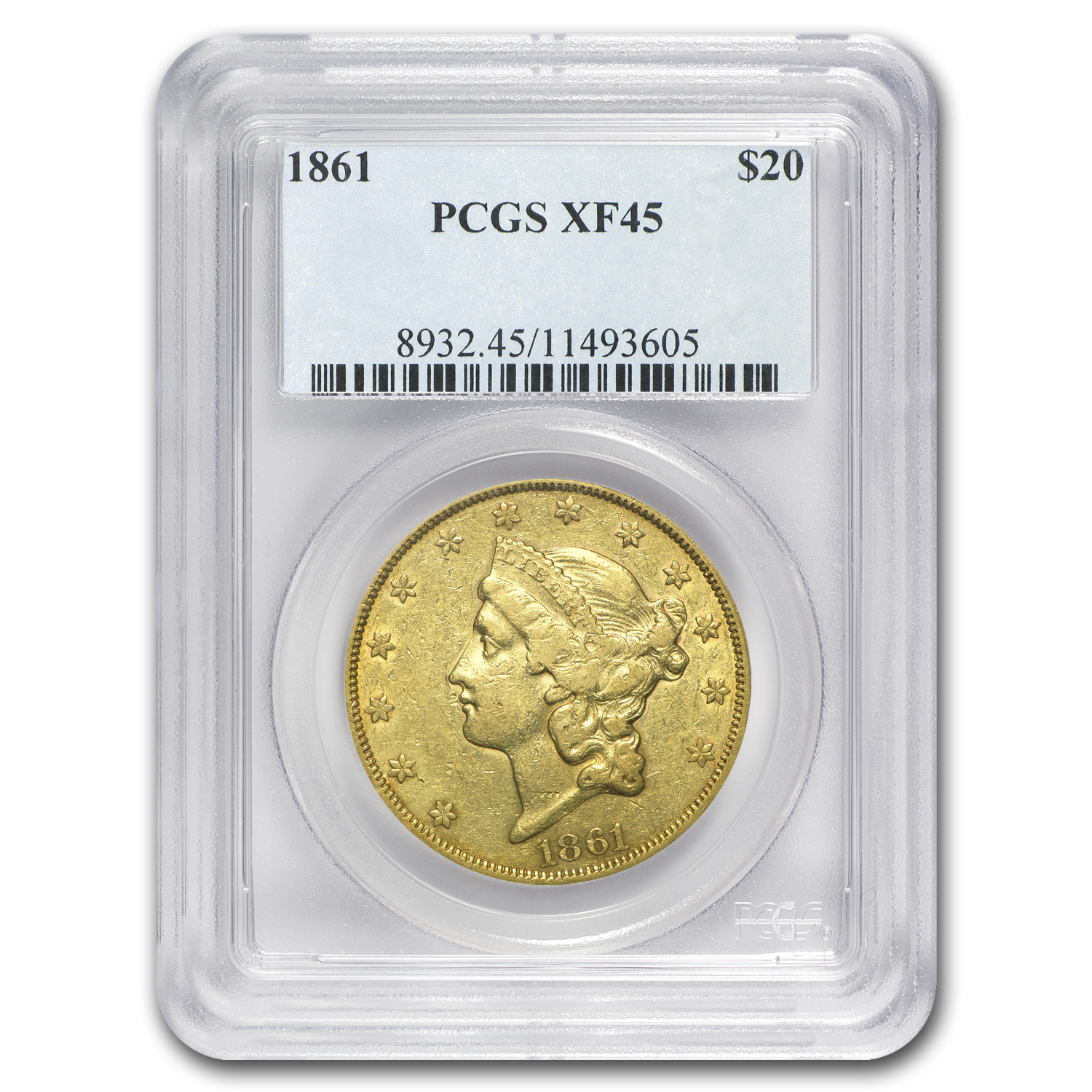 Buy 1861 $20 Liberty Gold Double Eagle XF-45 PCGS | APMEX