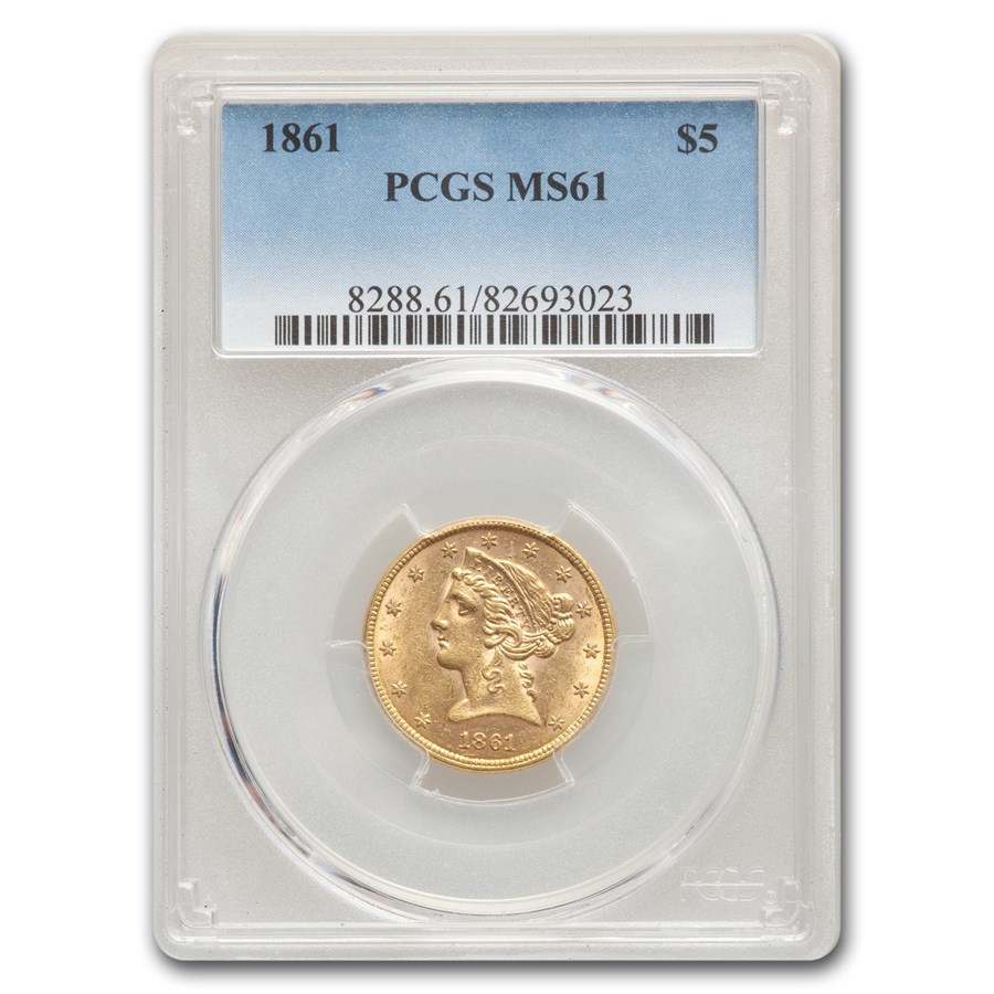 Buy 1861 $5 Liberty Gold Half Eagle MS-61 PCGS | APMEX