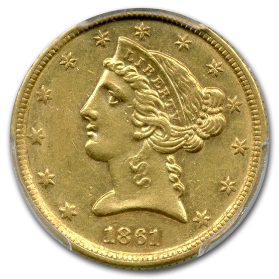 Buy 1861-C $5 Liberty Gold Half Eagle AU-55 PCGS | APMEX