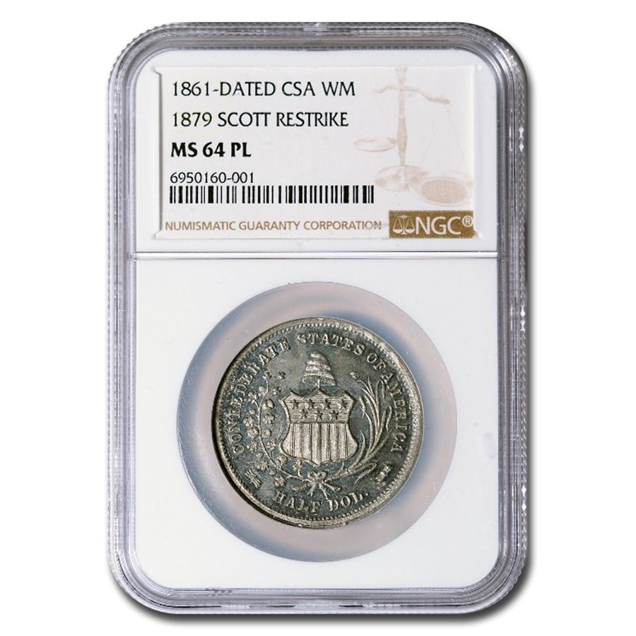 1861 CSA Half Dollar Scott Res MS-64 PL NGC (B-8003 White Metal)