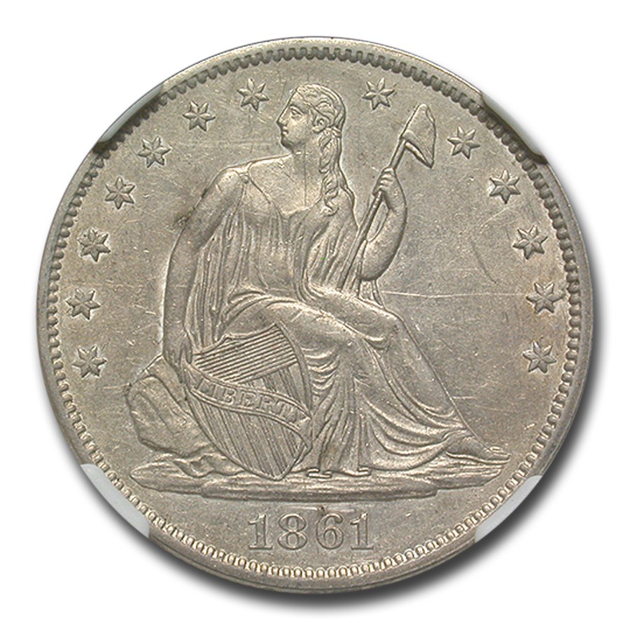 Buy 1861 Liberty Seated Half Dollar AU-55 NGC | APMEX