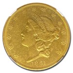 1861-O $20 Liberty Gold Double Eagle AU-55 NGC