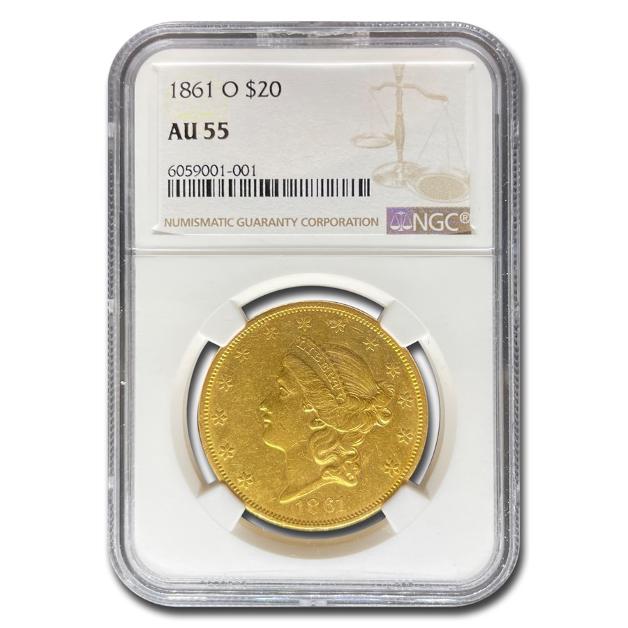 1861-O $20 Liberty Gold Double Eagle AU-55 NGC