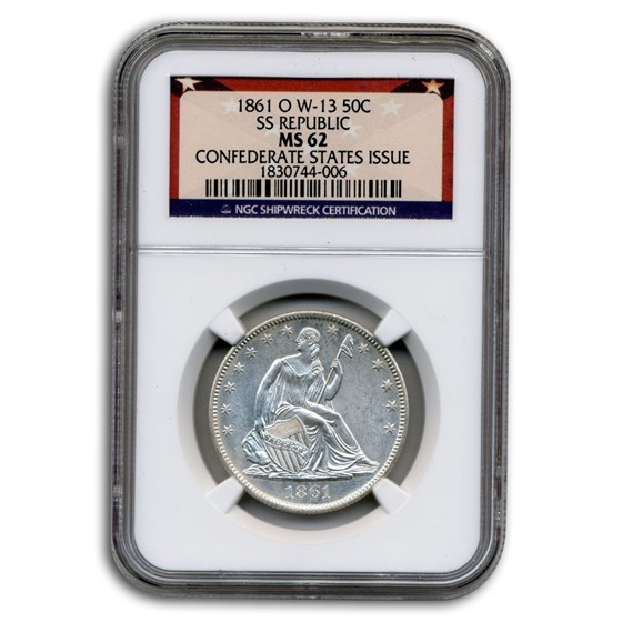 Buy 1861-O Liberty Seated Half Dollar MS-62 NGC (SS Republic, W-13) | APMEX