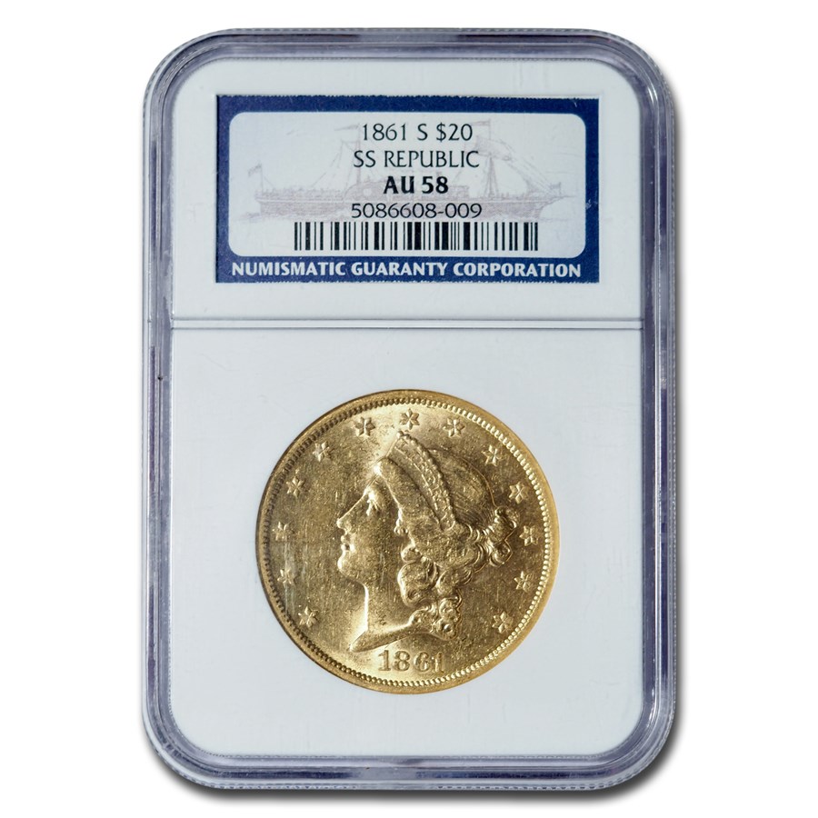 Buy 1861-S $20 Liberty Gold Double Eagle AU-58 NGC (SS Cen. America ...