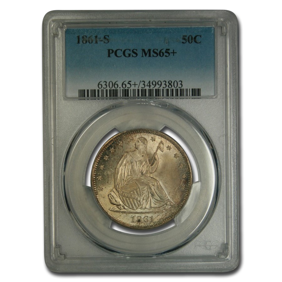 1861-S Liberty Seated Half Dollar MS-65+ PCGS