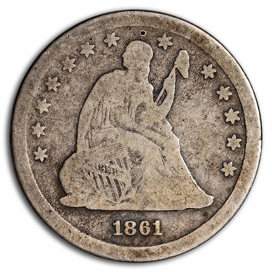 1861-S Liberty Seated Quarter Good