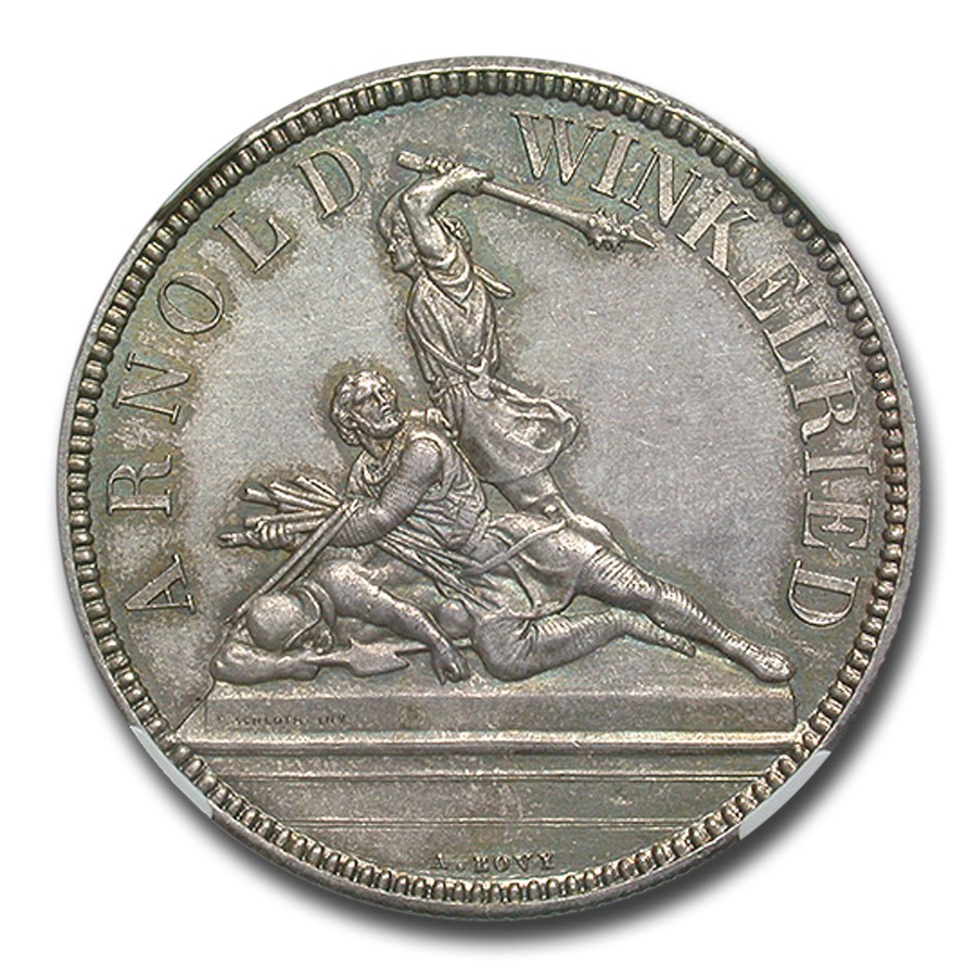 1861 Switzerland Silver 5 Francs Shooting Thaler MS-61 NGC