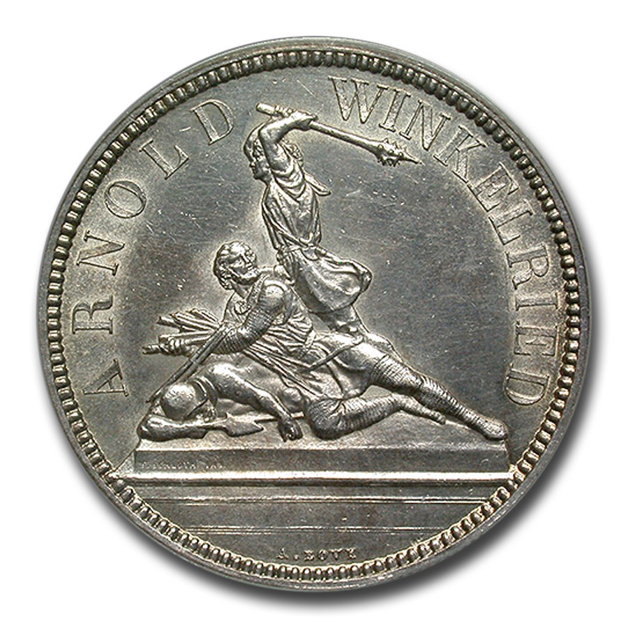 1861 Switzerland Silver 5 Francs Shooting Thaler MS-61 PCGS