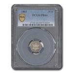 1861 Three Cent Silver PR-64 PCGS