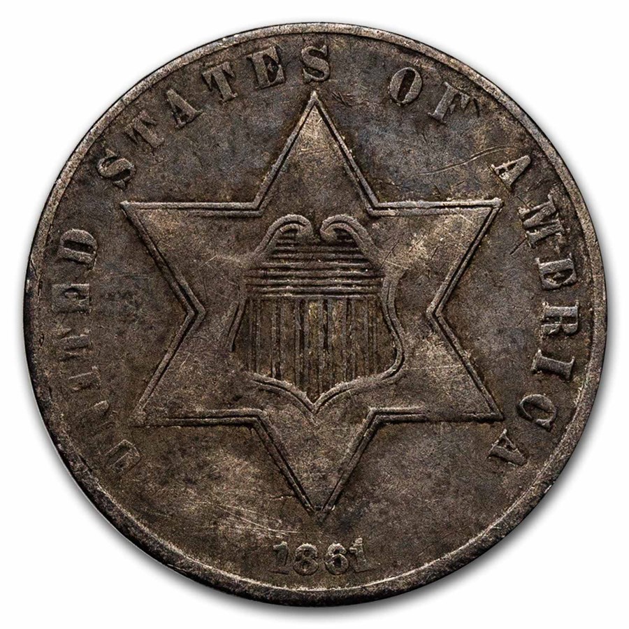 1861 Three Cent Silver VF
