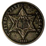 1861 Three Cent Silver XF