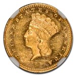 1862 $1 Indian Head Gold MS-61 NGC (PL)