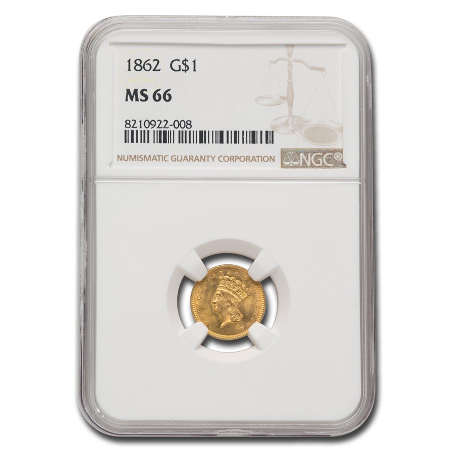 1862 $1 Indian Head Gold MS-66 NGC