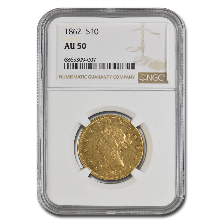 1862 $10 Liberty Gold Eagle AU-50 NGC