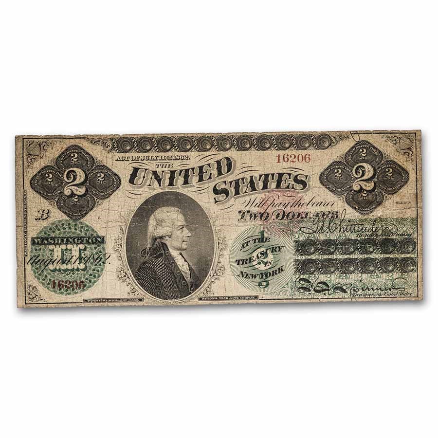 1862 $2.00 Legal Tender Alexander Hamilton VG (Fr#41)