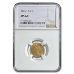 1862 $2.50 Liberty Gold Quarter Eagle MS-60 NGC