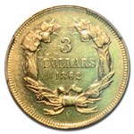 1862 $3 Gold Princess AU-53 PCGS