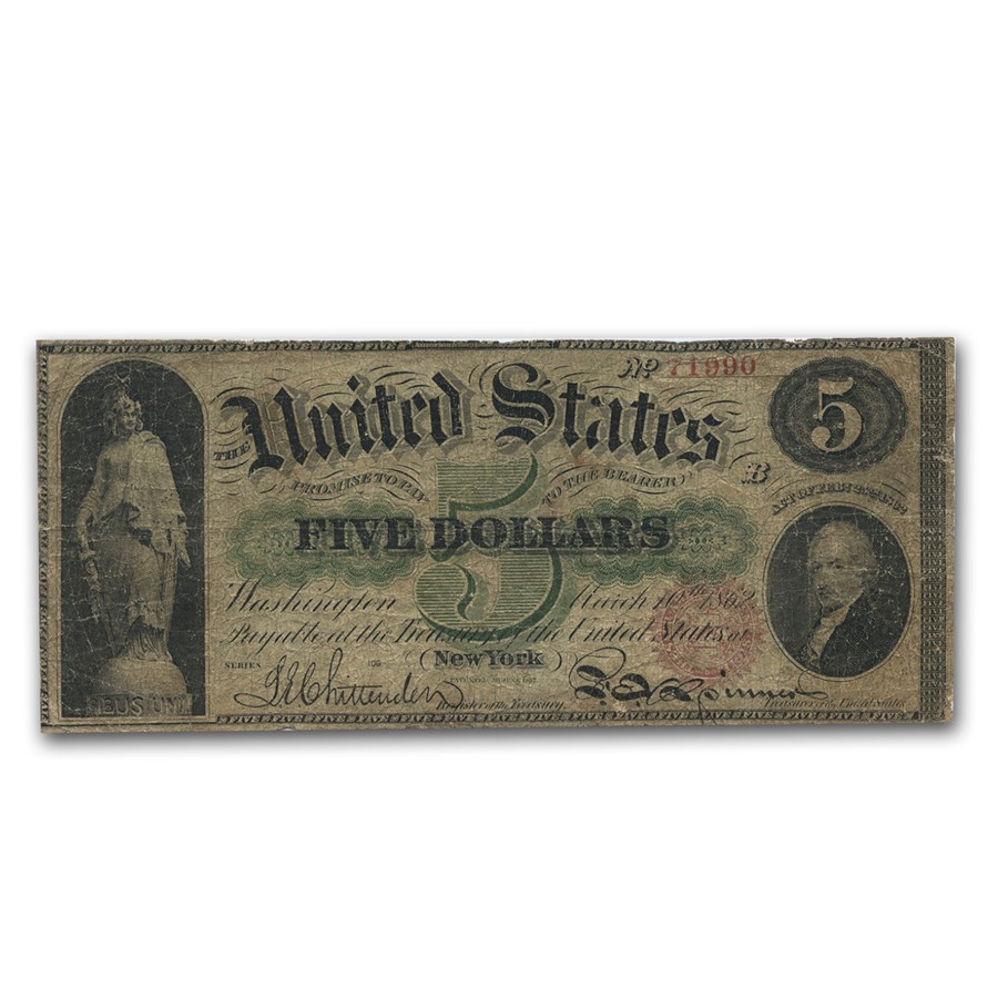 1862 $5.00 Legal Tender Alexander Hamilton VG (Fr#61A)