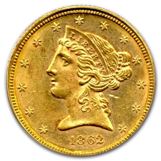 Buy 1862 $5 Liberty Gold Half Eagle MS-62 PCGS | APMEX