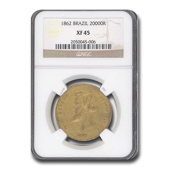 Buy 1862 Brazil Gold 20000 Reis XF-45 NGC | APMEX