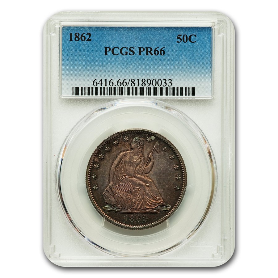 1862 Liberty Seated Half Dollar PR-66 PCGS