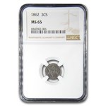 1862 Three Cent Silver MS-65 NGC