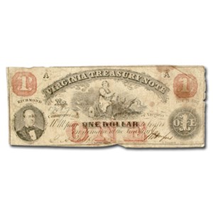 Buy 1862 Virginia Treasury Note $1.00 CR #-18 Fine | APMEX