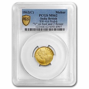 Buy 1862(c) India-British Gold Mohur Victoria MS-62 PCGS | APMEX