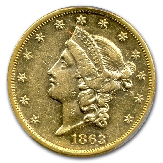 Buy 1863 $20 Liberty Gold Double Eagle AU-53 PCGS | APMEX