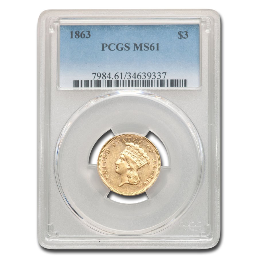 Buy 1863 $3 Gold Princess MS-61 PCGS | APMEX