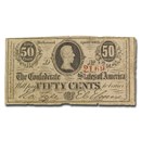 1863 50 Cents (T-63) Jefferson Davis Fine
