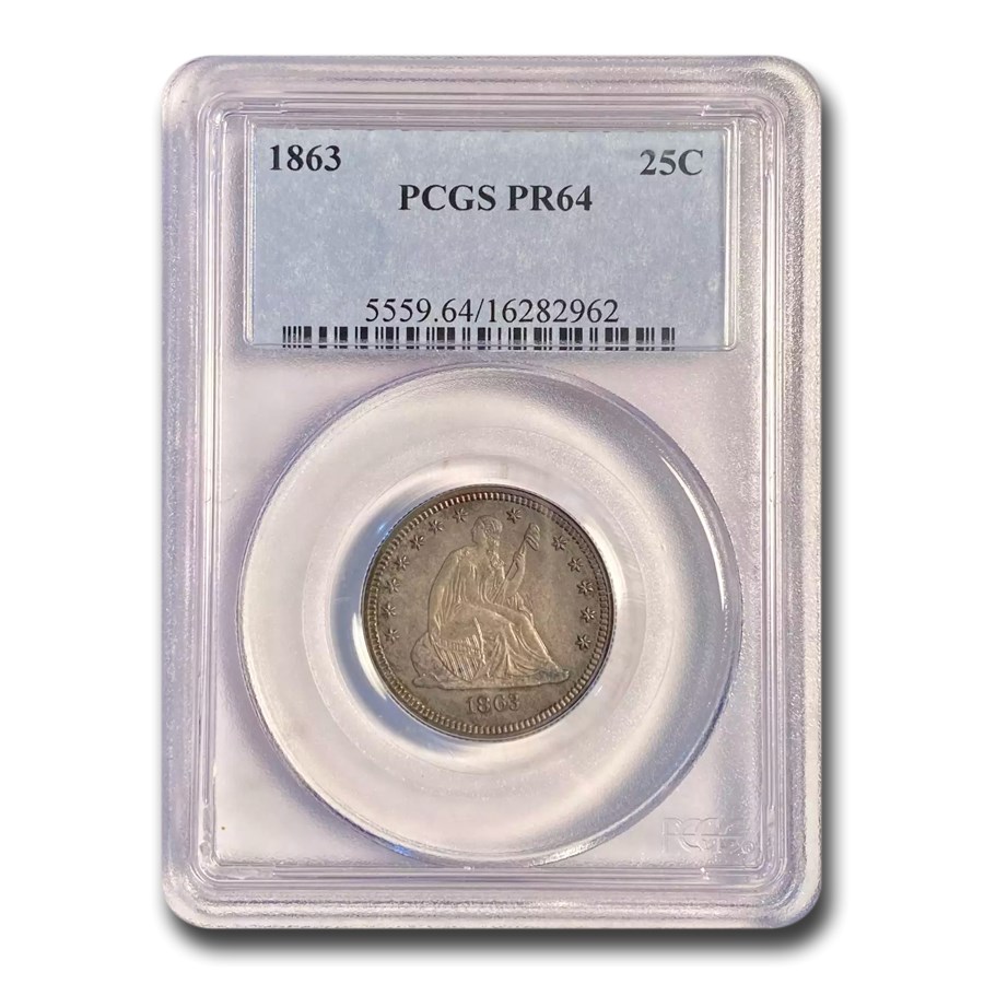 Buy 1863 Liberty Seated Quarter Pr-64 Pcgs 