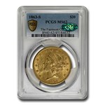 1863-S $20 Liberty Gold Double Eagle MS-62 PCGS CAC