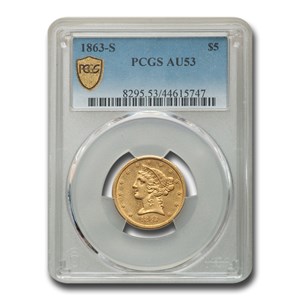 Buy 1863-S $5 Liberty Gold Half Eagle AU-53 PCGS | APMEX
