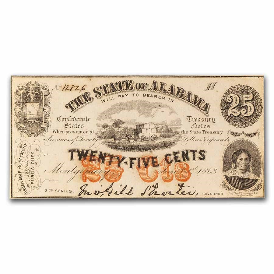 Buy 1863 State of Alabama 25 Cent Note (CR-6) AU | APMEX