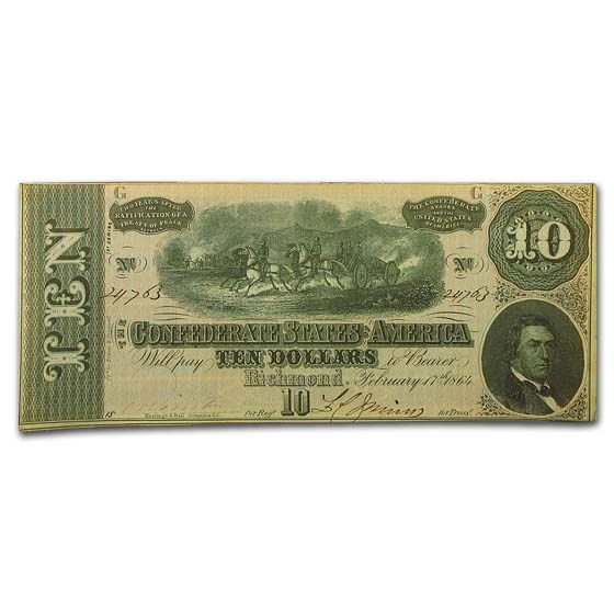 1864 $10 (T-68) Horses Pull Cannon CU