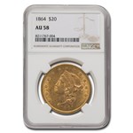 1864 $20 Liberty Gold Double Eagle AU-58 NGC