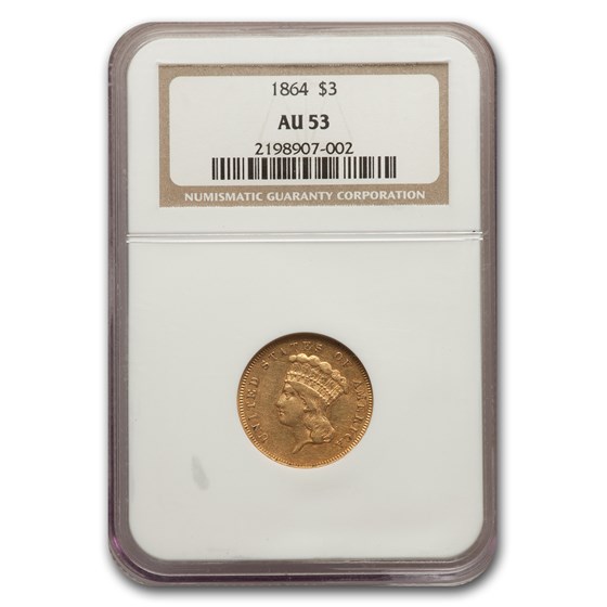 Buy 1864 $3 Gold Princess AU-53 NGC | APMEX