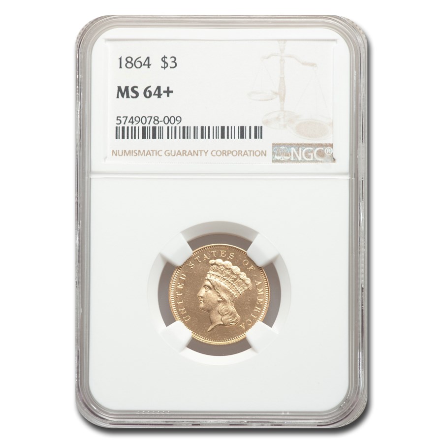 Buy 1864 $3 Gold Princess MS-64+ NGC | APMEX