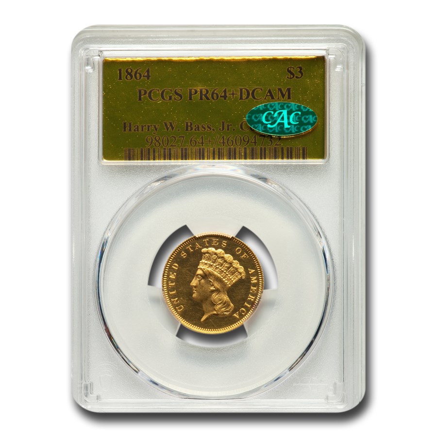 1864 $3 Gold Princess PR-64+ DCAM PCGS CAC